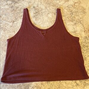 American Eagle Outfitters Red Ribbed Sleeveless Crop Tank